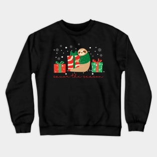 Christmas Sloth with Savor the Season Crewneck Sweatshirt